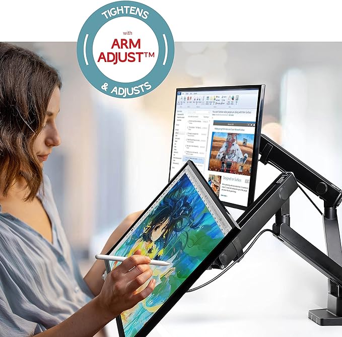 Dual Monitor Stand, Dual Monitor Arm, Dual Monitor Mount vesa Mount, up to 32 inch Monitor Desk Mount, soporte Monitor arms & Monitor Stands for 2 Monitors, Dual Monitor Riser Stand