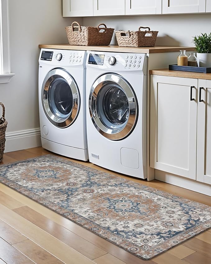 LUMI Kitchen Mat Anti Fatigue Cushioned, Memory Foam Padded Standing Rug Waterproof, Non Slip Comfort Floor Runner for Home, Sink, Laundry, Office, 24"x59", Terracotta