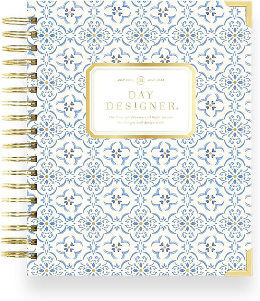 Day Designer 2025-2026 Daily Planner – Premium Planner for Stylish Organization. Combines Monthly Calendar, Hourly Schedule, To-Do List, Gratitude, Goal Setting, Inspirational Quotes, Stickers & More. Elegant laminated Cover with Gold Accents (Casa Bella)