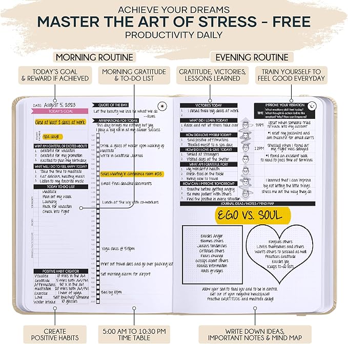 Manifestation Journal - 5 Minute Manifesting & Self Care Journal | 90-Day Undated Daily Planner for Positivity, Affirmations & Gratitude | Guided Mindfulness, Reflection | Vision Board + Stickers