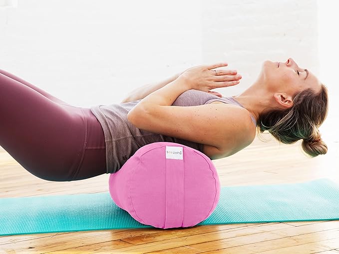 Sol Living Yoga Bolster Pillow for Restorative Meditation - 100% Cotton Cylindrical Cushion with Washable Cover for Balance Support in Asana Poses