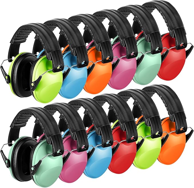 Amylove 12 Pcs Kids Ear Protection Noise Cancelling Headphones Ear Muffs Bulk 27db Adult Noise Reduction Hearing Earmuff(Universal Fit (kids & Adults),Cute Style,Classic Color)