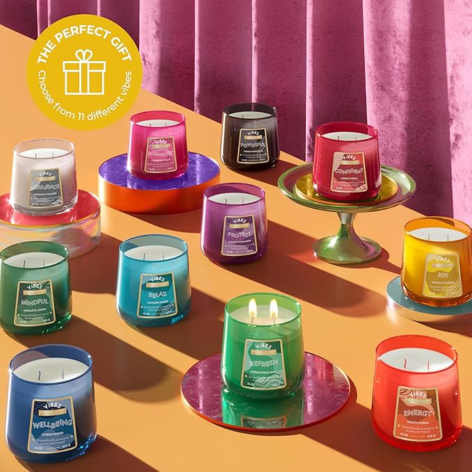 Candle-Lite Vibes Vanilla Coconut Mood-Enhancing Scented Candles, 15 oz Jar, Aromatherapy, Proudly Poured in The USA, 2-Wick, 86 Hours Burn Time, Perfect Relaxation Gift