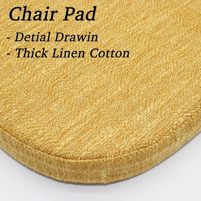 Chair Pads for Dining Chairs - Memory Foam Non Slip Kitchen Chair Cushion and Seat Cushion with Machine Washable Cover [16.5 x 16.2 Inches] - Yellow