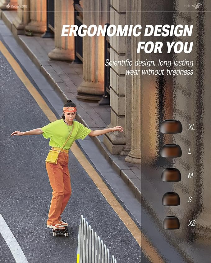 Donner Noise Cancelling Wireless Earbuds, Bluetooth 5.2 Earphones with 4 Mic Clear Calls, 12mm Drivers, App for Custom EQ, 32H Playtime, Fast Charging, Transparency - Dobuds ONE,Black