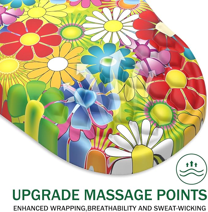 Ergonomic Mouse Pad Wrist Support, with Memory Foam & Non-Slip PU Base, Comfortable Massage Design Mouse Pad Relieve Wrist Fatigue&Pain, Suitable for Computer, Office and Home(04Colorful Flower)