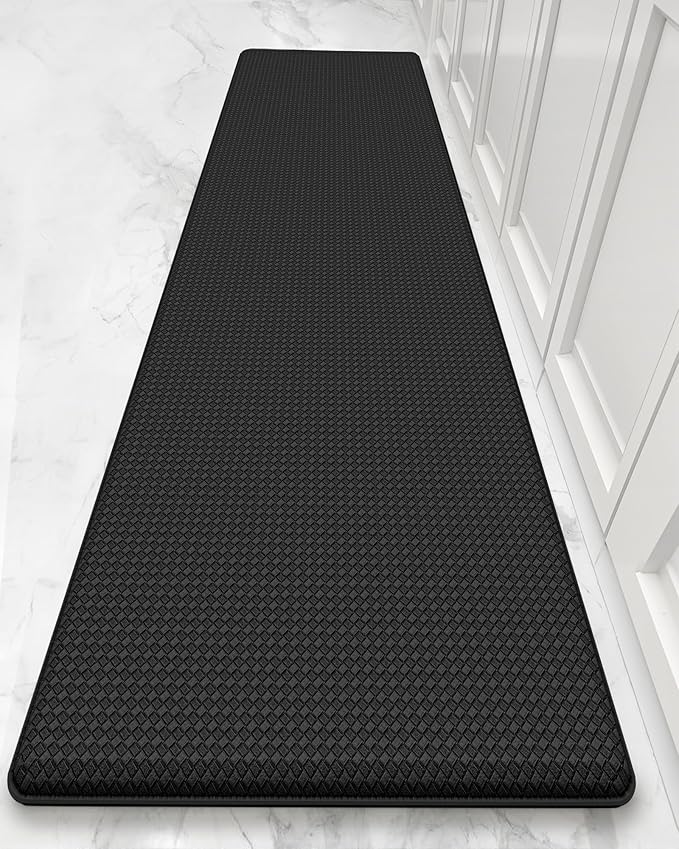 Color&Geometry Anti Fatigue Cushion Kitchen Mat for Floor -24"x71",Wide,Easy Clean, Water & Oil Proof, Anti Slip, Foam Rubber Runner Rug for Front Sink Comfort Standing,Black