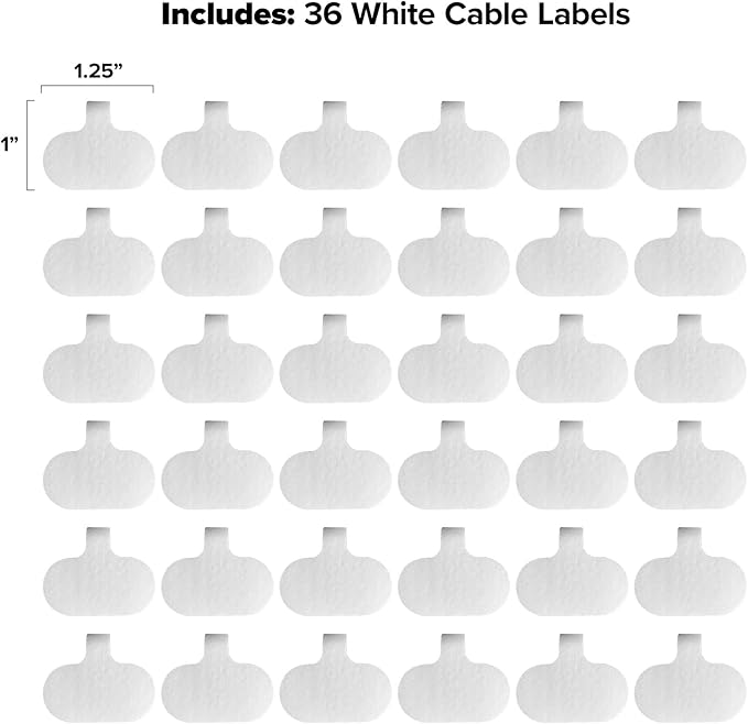 Cable Labels by Wrap-It Storage, Regular, White (36 Pack) - Write On Cord Labels, Wire Labels, Cable Tags and Wire Tags for Cable Management and Electronics, Computers. Great Stocking Stuffer