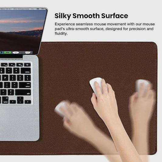 ALOANES Waterproof Mouse Pad with Durable Stitched Edge, Large Gaming Keyboard Pad, Non-Slip Rubber Base Mouse Mat, Extended Desk pad for Gamer, Office & Home, Brown Mousepad 27.6''x11.8''x0.12''