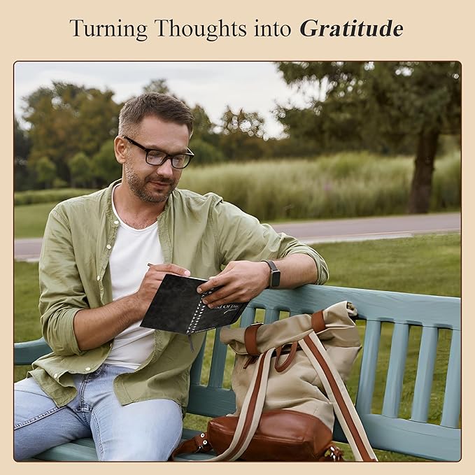 End of Day Journal – Day by Day Daily Gratitude Journal 2025 for Mindfulness, Happiness, Reflection, and Self Care, Undated Spiral Diary Gift for Women & Men