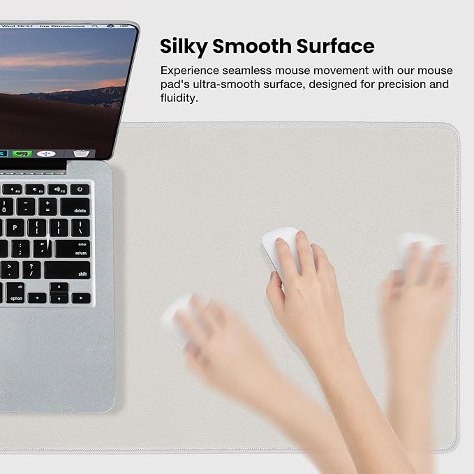 ALOANES Waterproof Mouse Pad with Durable Stitched Edge, XL Gaming Keyboard Pad, Non-Slip Rubber Base Mouse Mat, Extended Desk pad for Gamer, Office & Home, Beige Mousepad 27.6''x 11.8''x 0.12''