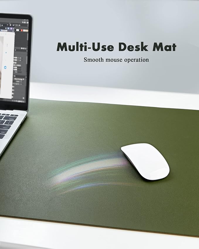 YSAGi Double-Sided Desk Mat, Eco Cork Desk Protector, Large Mouse Pad, Waterproof Blotter, Writing Pad for Office/Home (23.6"x13.7", Olive Green + Cork)
