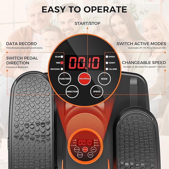 Under Desk Elliptical Machine, 2-in-1 Electric Ellipse Leg Exerciser for Seniors, Quiet & Compact Pedal Exerciser with Remote, 12 Speed Elliptical Exercise Machine for Home Office