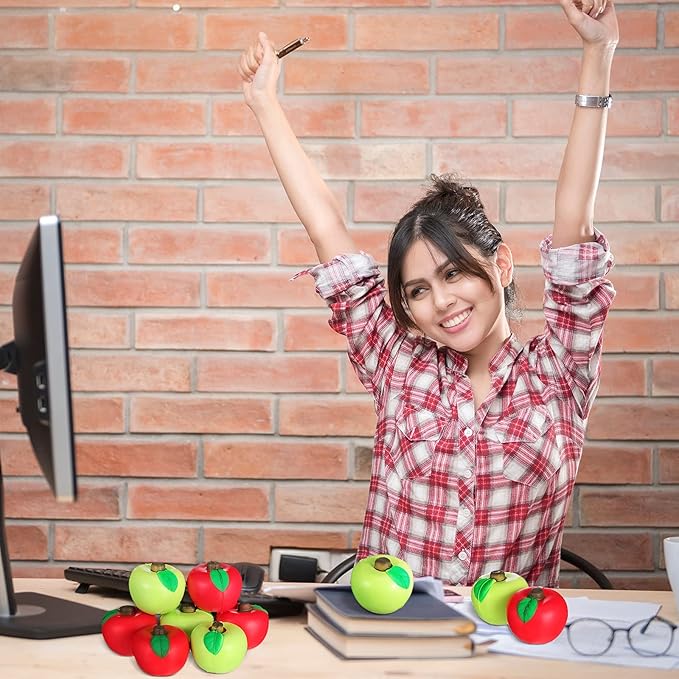 Chalyna 30 Pieces Fruit Stress Ball Toys Red and Green Fruit Stress Relief Squeeze Balls Squeeze Finger Toys for Adults Finger Exercise Carnival Reward Gifts Party Favor Supplies(1.96 Inch)