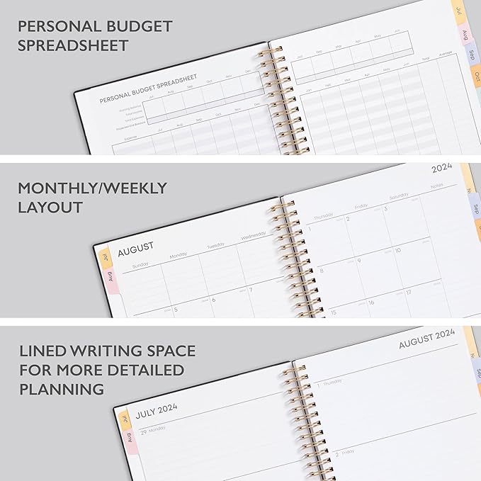 Blue Sky 2024-2025 Academic Year Weekly and Monthly Planner, 5" x 8", Flexible Cover, Wirebound, Black (150671)