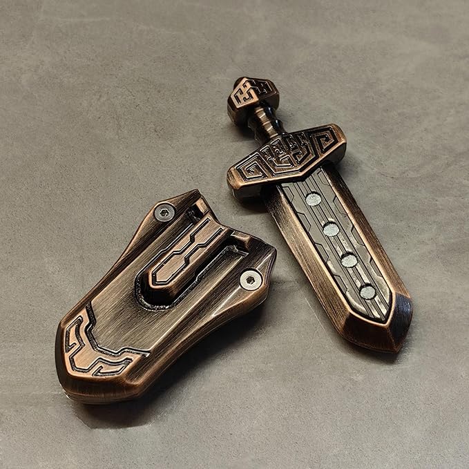 EDC Sword Decompression Toys Fidget Sliders Fidget Toys Stress Relief for Adults Magnetic Metal Toys Anti-Anxiety Office Desk Toys (Bronze)