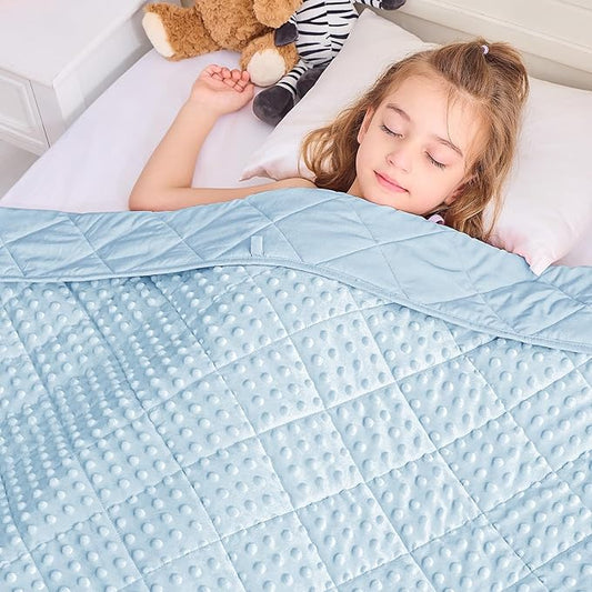 yescool Weighted Blankets 3 Pounds Blanket for Boys and Girls Washable Heavy Blankets Microfiber Weighted Throw Blanket Winter Weighted Comforter for 5+Years, 36 * 48in, Light Blue
