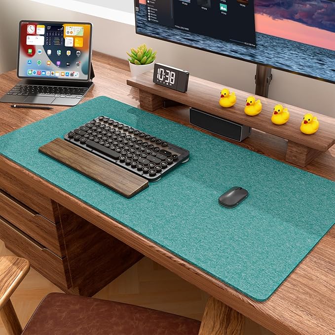 Auhoahsil Felt Desk Mat, Minimalist Large Mouse Pad XXL 35.5 x 15.7 in, Desk Matt for Desktop, Keyboard, Laptop, Computer, Office, Work from Home, Gaming, Dark Green
