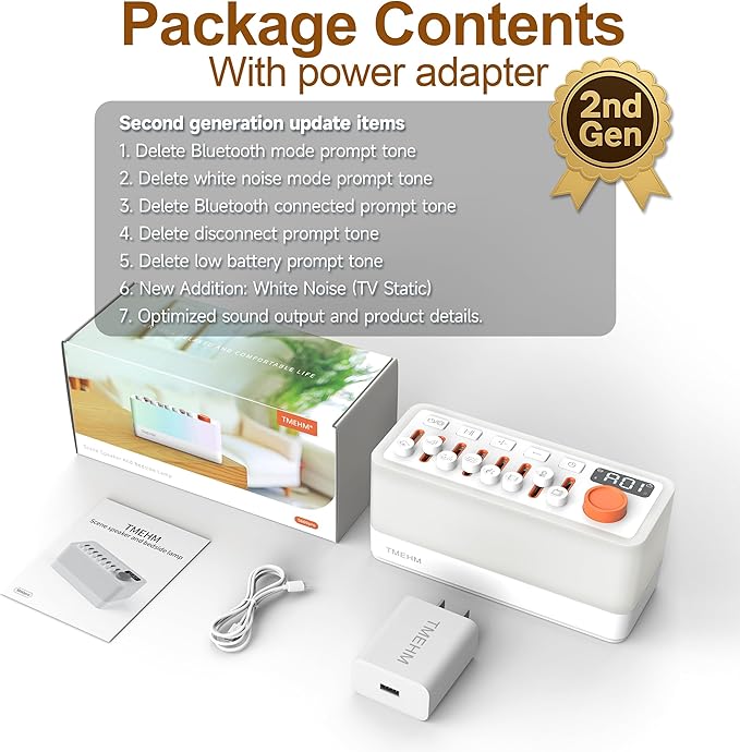 White Noise Sleep Sound Machine with 8 Nature Sounds, Portable Bluetooth Speaker, 12 Colors Night Lights, Sleep Timer & Breathing Exercises, for Babies, Kids, and Adults (S660pro Gen 2, L)