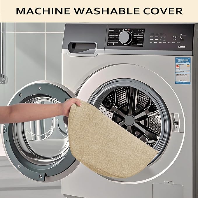 ELFJOY Chair Cushions for Dining Chairs Kitchen Chair Cushions U Shape Non Slip Chair Pads Set of 4 Seat Cushions with Ties Indoor 16.7" x 16" Beige