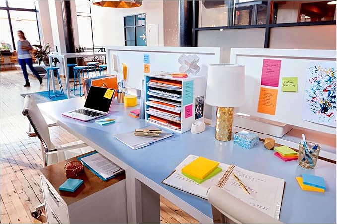 Post-it Super Sticky Notes, 24 Sticky Note Pads, 3 x 3 in., School Supplies, Office Products, Sticky Notes for Vertical Surfaces, Monitors, Walls and Windows, Energy Boost Collection