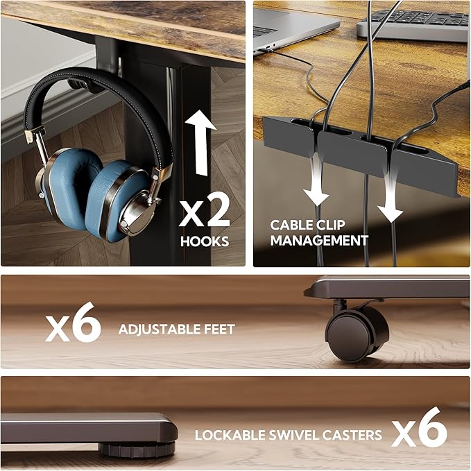 YDN L Shaped Standing Desk, Electric Standing Desks L Shape Adjustable Height Dual Motor, 63 x 55 Inch Corner Standing Desks with Splice Board for Home Office, Large Standing Desk, Rustic Brown