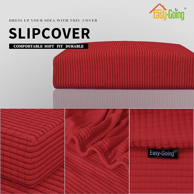 Easy-Going Stretch Chair Cushion Cover Sofa Cushion Furniture Protector Sofa Seat Sofa Slipcover Sofa Cover Soft Flexibility with Elastic Bottom(Chair Cushion, Christmas Red)