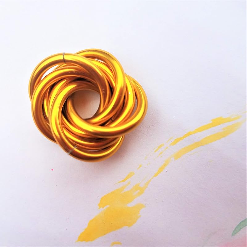 Möbii Fidget Ball (Solid Color): Quiet Mobius ADHD Anxiety Stim Stress Relief Toy Tool for Home Travel Office or Desk (Small, Half, Gold)