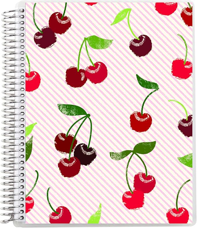 Erin Condren 7" x 9" Spiral Bound Dot Grid Journal Notebook, Bullet Journal with 160 Pages, Thick Paper for Planning, Sketching, Note Taking, Journaling and Organizing, Fruity Cherry