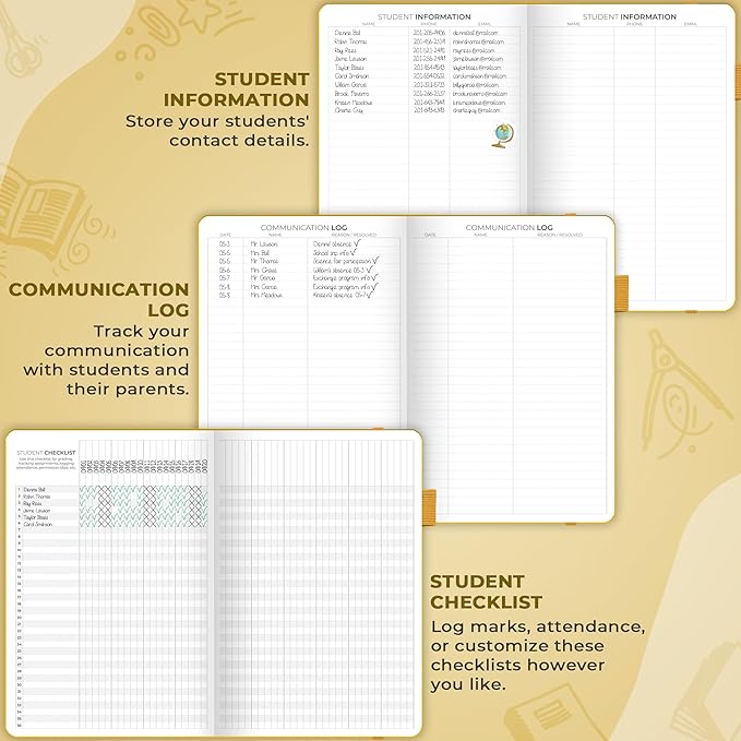 Clever Fox Teacher Planner – School Year Planner with Calendars & Lesson Plans – Teacher Plan Book for Classroom & Homeschool Organization - Undated, A5 Size, Hardcover (Amber Yellow)