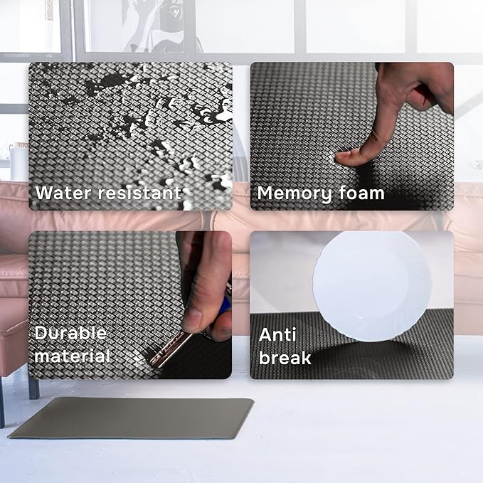 Anti-Fatigue Kitchen Mat – Memory Foam Cushioned Mats for Standing – Ultra Black, 18×30 in, 0.47 in Thick, Waterproof, Non-Slip – Homergy