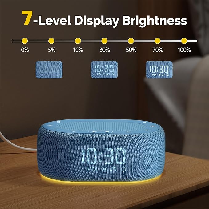 1Mii White Noise Sound Machine for Sleep, Brown Noise Machine for Baby Adults Sleeping, 18 Soothing Sounds with 7-Color Night Light, Timer, Alarm Clock, Volume Control, Remote App Control - Blue