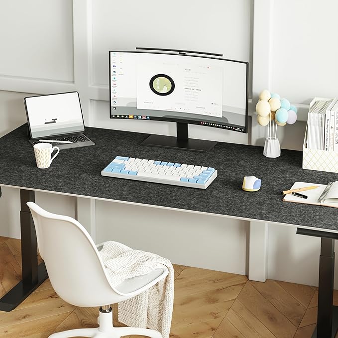 Large Felt Desk Mat,47.2"x 23.6",Non-Slip Desk Pad for Office and Home,120x60cm Full Table Mouse Pad,Keyboard Mats for Desk,Desktop Protection(Dark Gray)