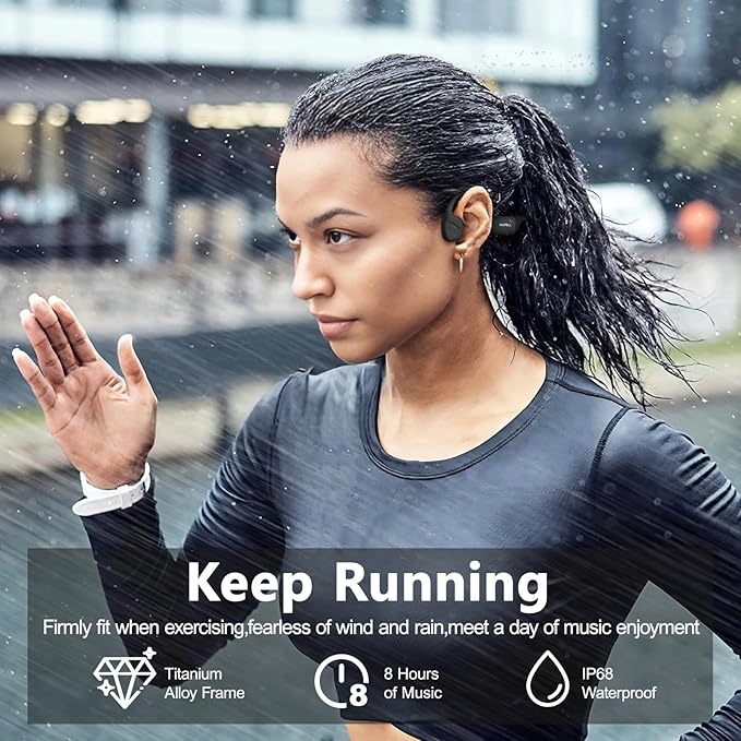 Swimming Headphones, Open-Ear Bone Conduction Headphones, 32G Memory, Bluetooth 5.4, Liquid Silicone, IP68 Waterproof for Swimming, Running, Fitness, Cycling