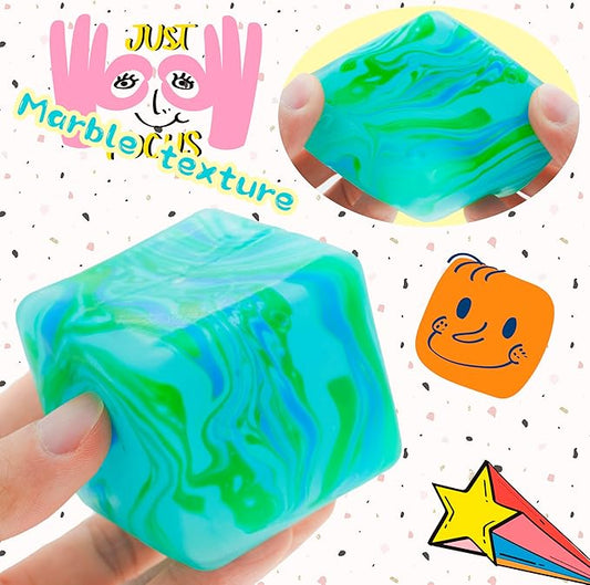 Fidget Toys Squishy Stress Cube, Stress Balls for Kids Adults Squishies Stress Relief, Ice Squishy Cube Sugar Balls, High Density Squeeze Balls for Students Calming