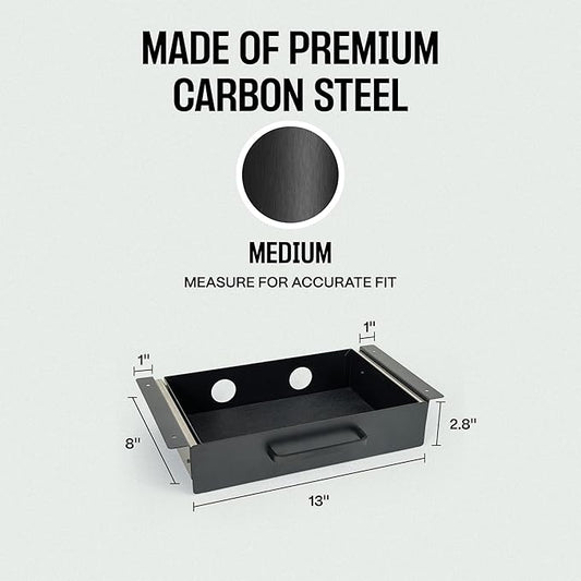 Under Desk Drawer Slide Out Attachment - Carbon Steel Undermount Table Drawer with Cable Management, Pull Out Add-On Storage for Office & Standing Desks (13" x 8" x 2.8")
