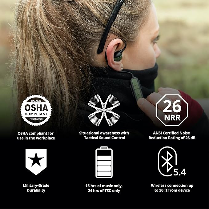 ISOtunes Sport ADVANCE BT 2.0 Shooting Ear Protection for Gun Range - Bluetooth Hearing Protection for Shooters, 26 dB Noise Reduction (NRR) Bluetooth Ear Protection, Electronic Shooting Ear Buds