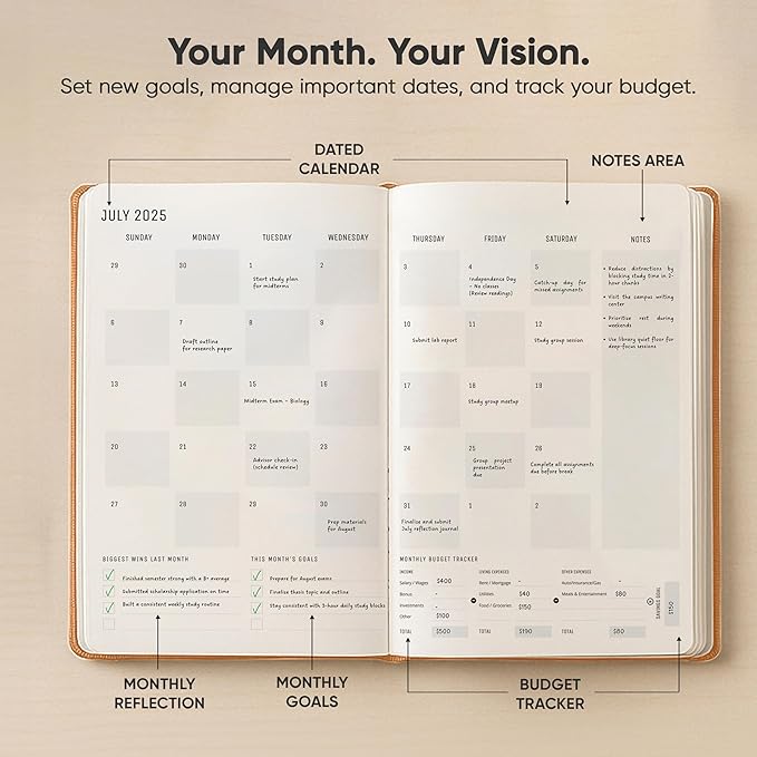 July 2025-2026 Planner 8.5 x 11 Pro Max - Dated Productivity & Academic 2025-2026 - Daily, Weekly & Monthly Planner With July Start Date - A4 - Productivity Store