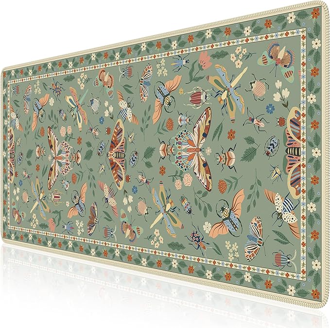 iCasso Green Large Mouse Pad, Desk Matt for Desktop, XXL Desk Mat for Keyboard and Mouse, Anti-Slip Big Mousepad Computer Mat with Stitched Edges