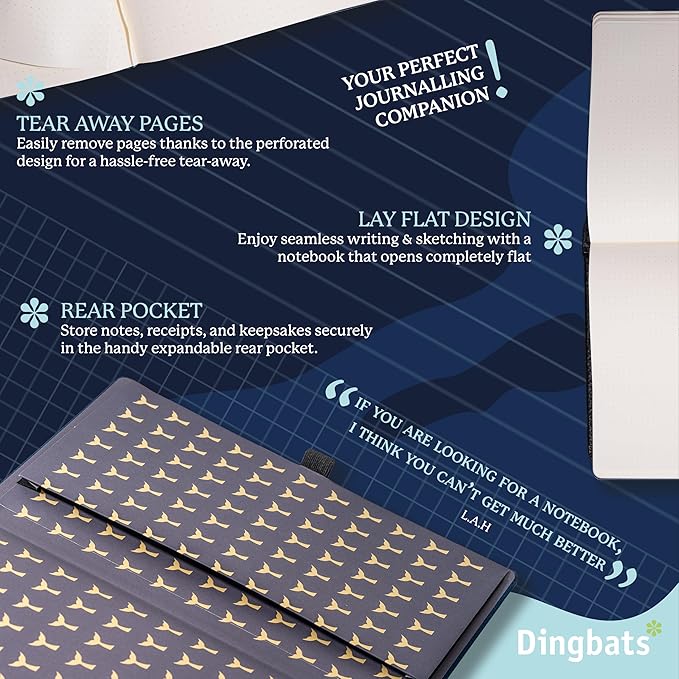 Dingbats* - Wildlife Plain Extra Large A4 Notebook - PU Leather Hardcover Journal for Work, Writing - Pocket, Elastic Closure, Pen Holder, Bookmark