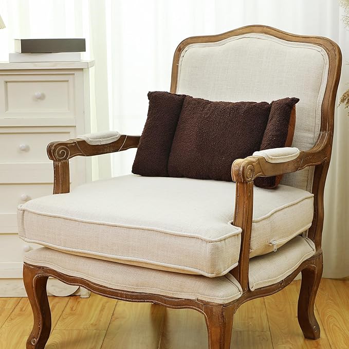 Queekay Fleece Lumbar Support Pillow 3 Section Back Pillow Office Chair for Back Support Comfortable Lumbar Cushion for Car Seat Pain Relief Sofa Rest(Coffee)