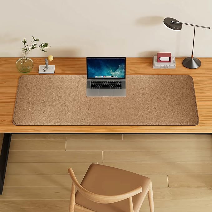 VYAAA Cork & Leather Desk Mat, 59"×19.6" Large Mouse Pad, Desktop Protector for Desk, Multifunctional Keyboard Mouse Pad for Home or Office (Black)