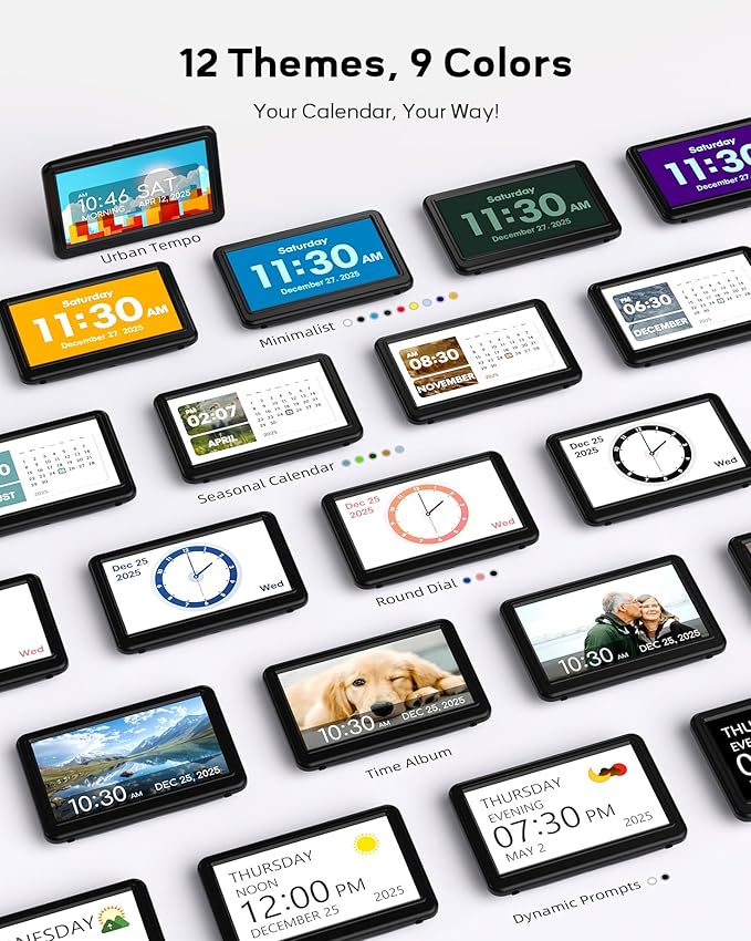 Mesqool 7" Digital Dementia Alarm Clock Large Display for Seniors, Plug in Electric Date Day of Week Calendar Clock 23 Alarms 18 Ringtones for Elderly Memory Loss Alzheimer’s,Auto DST,Custom Schedules