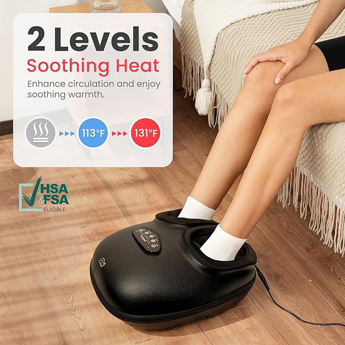 Snailax Shiatsu Foot Massager with Heat, Deep Kneading, Compression, Vibration,FSA HSA Eligible,Electric Feet Massage Machine for Plantar Fasciitis,Neuropathy,Foot Warmer,Remote Control,Size 13,Gifts