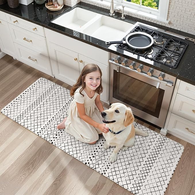 KIMODE Kitchen Mats for Floor Anti Fatigue, Geometric Kitchen Runner Rugs Non Slip, Padded Kitchen Floor Mats, Memory Foam Kitchen Mats Cushioned, Standing Desk Mat for Laundry Office Sink 24"x59"