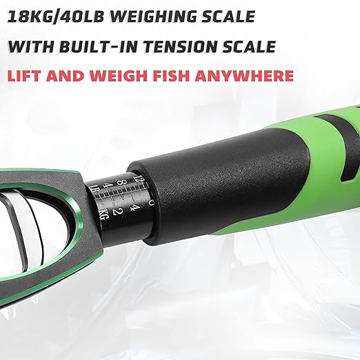 Fish Lip Gripper with Scale, 40LB/18KG Loading Capacity Aluminum Alloy Fish Scale Fish Lip Grabber Fishing Gear and Equipment Fishing Accessories Fishing Gifts for Men (Blue-Black)