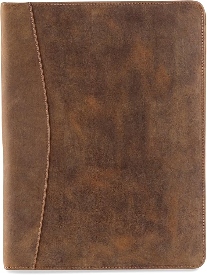 Moonster Leather Portfolio Professional Organizer Padfolio – Resume Folder with Luxury Pen - Leather Binder Portfolio Writing Pad with Business Card Holder - Portfolio Folder for Men & Women