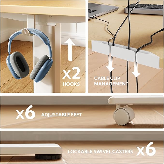 YDN L Shaped Standing Desk, Electric Standing Desks L Shape Adjustable Height Dual Motor, 63 x 55 Inch Corner Standing Desks with Splice Board for Home Office, Large Standing Desk, Nature