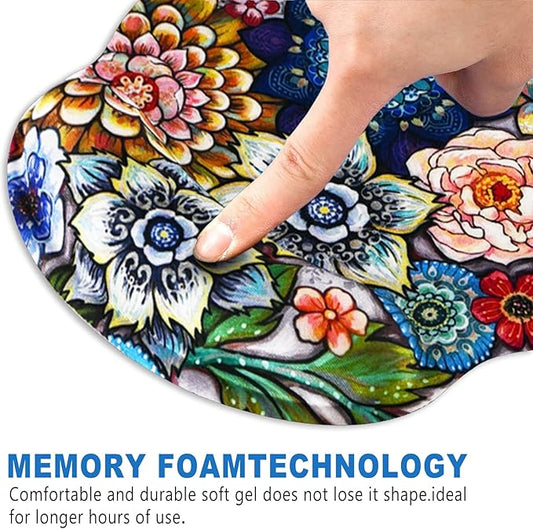 ToLuLu Mouse Pad Wrist Rest Support Gel, Ergonomic Mouse Pads with Non Slip PU Base, Mouse Wrist Rest Pad for Laptop Computer Home Office Working Gaming Pain Relief, Beautiful Flo