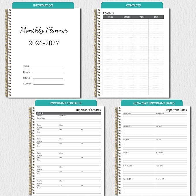 2026-2027 Monthly Planner 2 Year Monthly Planner/Calendar 2026-2027, 24 Months Calendar Planner Jan 2026 – Dec 2027, 9" x 11", Tabs, Double-Side Pocket, Holidays, Thick Paper